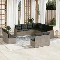 Set Divani da Giardino 11 pz con Cuscini in Polyrattan Grigio 3258490