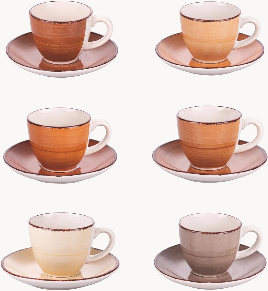 Set tazzine da caffè con piattini dipinte a mano Baita 6 pz