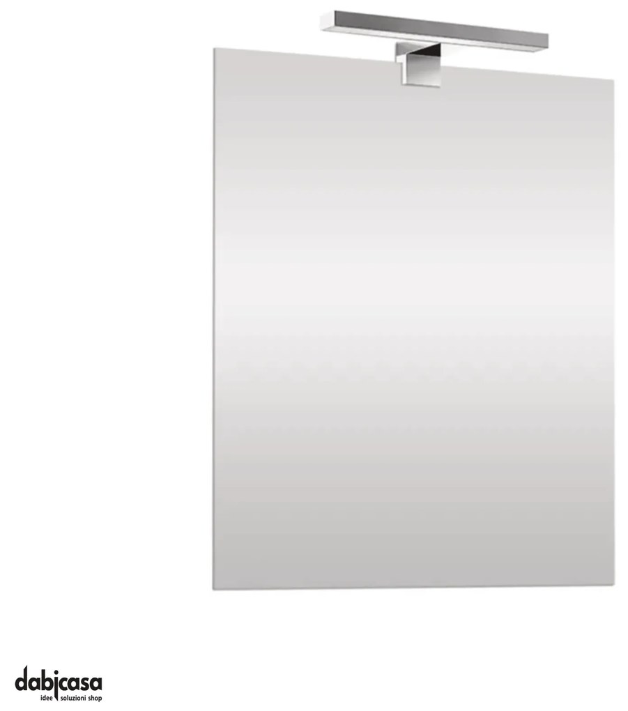 Specchio Rettangolare "Luce" Da 70x90 Filo Lucido Installazione Reversibile Con Lampada Led