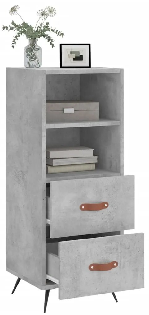 Credenza grigio cemento 34,5x34x90 cm in legno multistrato