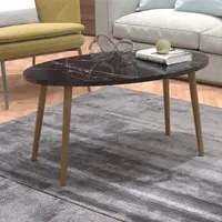 Tavolino Basso da caff 'Sindal' (AxLxP) 41 x 90 x 50 cm Tavolino da Salotto con Gambe in Legno e Piano Ovale - Marmo