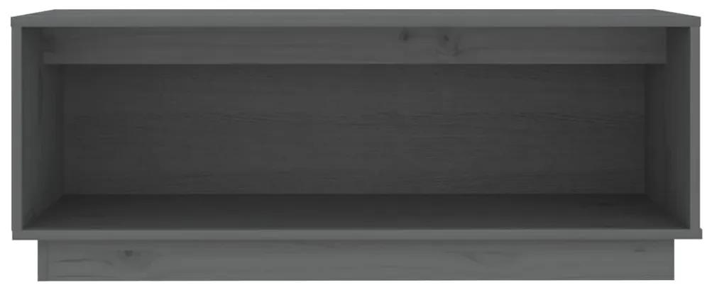 Mobile porta tv grigio 90x35x35 cm in legno massello di pino