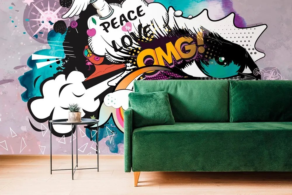 Carta da parati – Graffiti verde occhio
