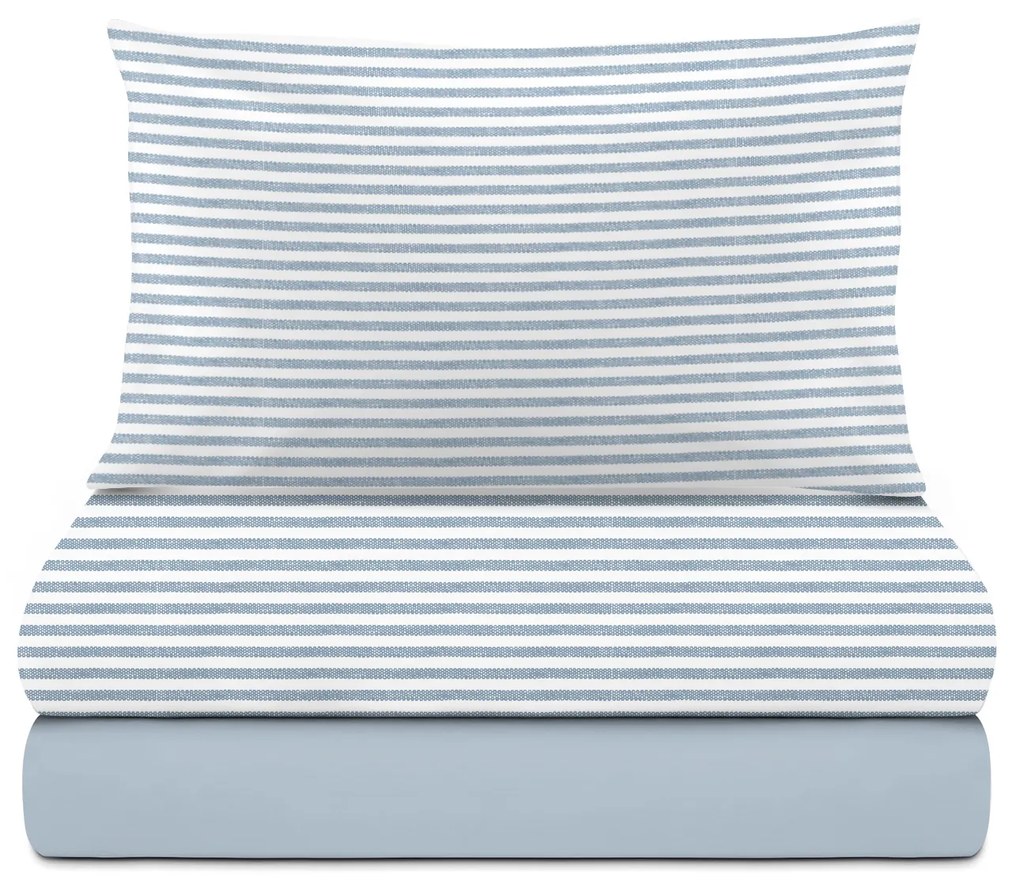 Completo letto singolo righe azzurro cotone Wyndham