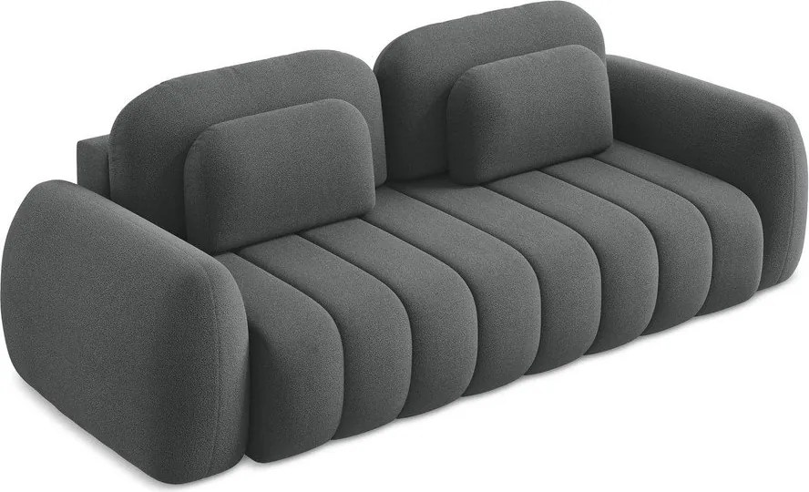 Divano grigio scuro allungabile/con contenitore con rivestimento in bouclé 266 cm Pele – Makamii