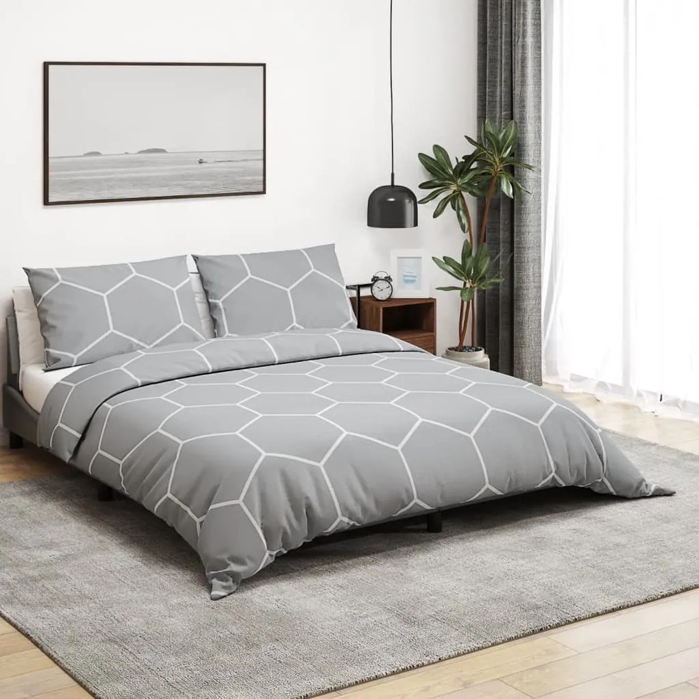 Set Copripiumino Grigio 240x220 Cm İn Cotone /