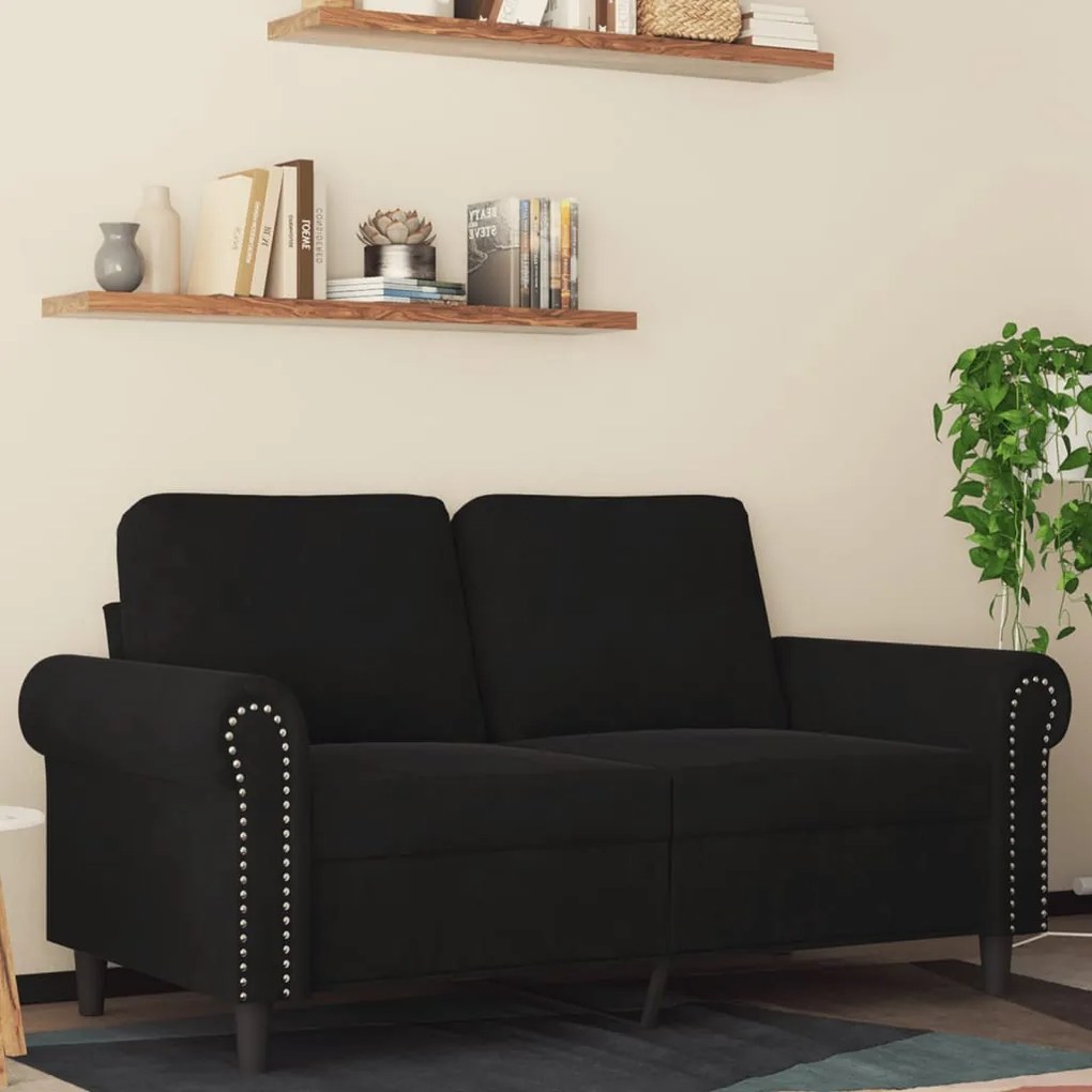 Divano A 2 Posti Nero 120 Cm İn Velluto /