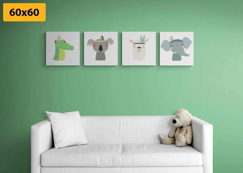 Set di quadri – Animali con piuma indiana