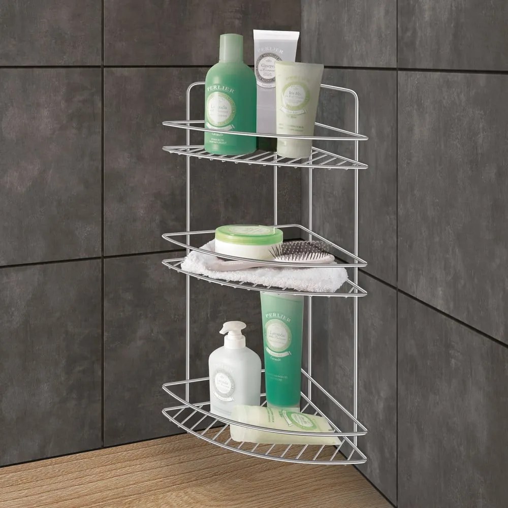 Mensola da bagno color argento lucido in acciaio Luxy – Metaltex