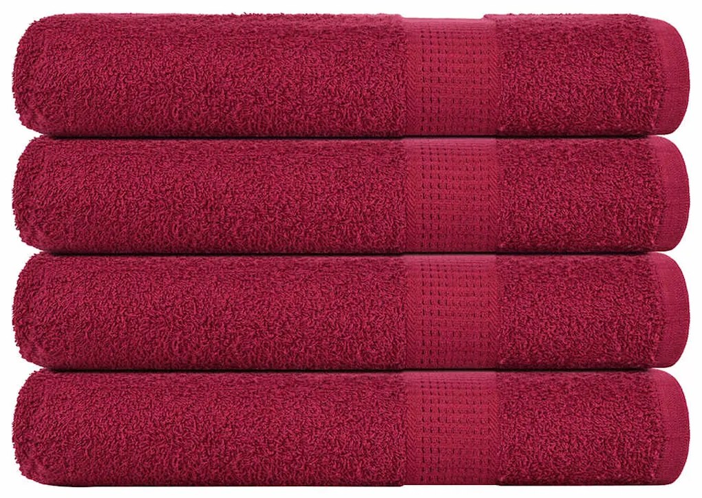 Asciugamani Per Sauna 4pz Bordeaux 80x200cm 360g/m² 100% Cotone /