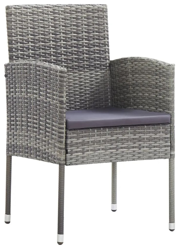 Sedie giardino con cuscini grigio scuro 4 pz grigie polyrattan