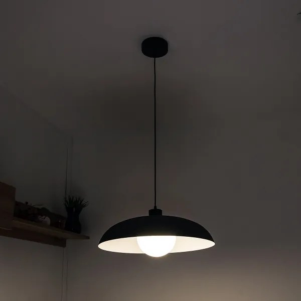 Lampadario a cavo ECLIPSE 1xE27/15W/230V nero/bianco
