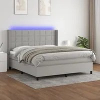 Letto a Molle Materasso e LED Grigio Chiaro 180x200 cm Tessutocod mxl 99316