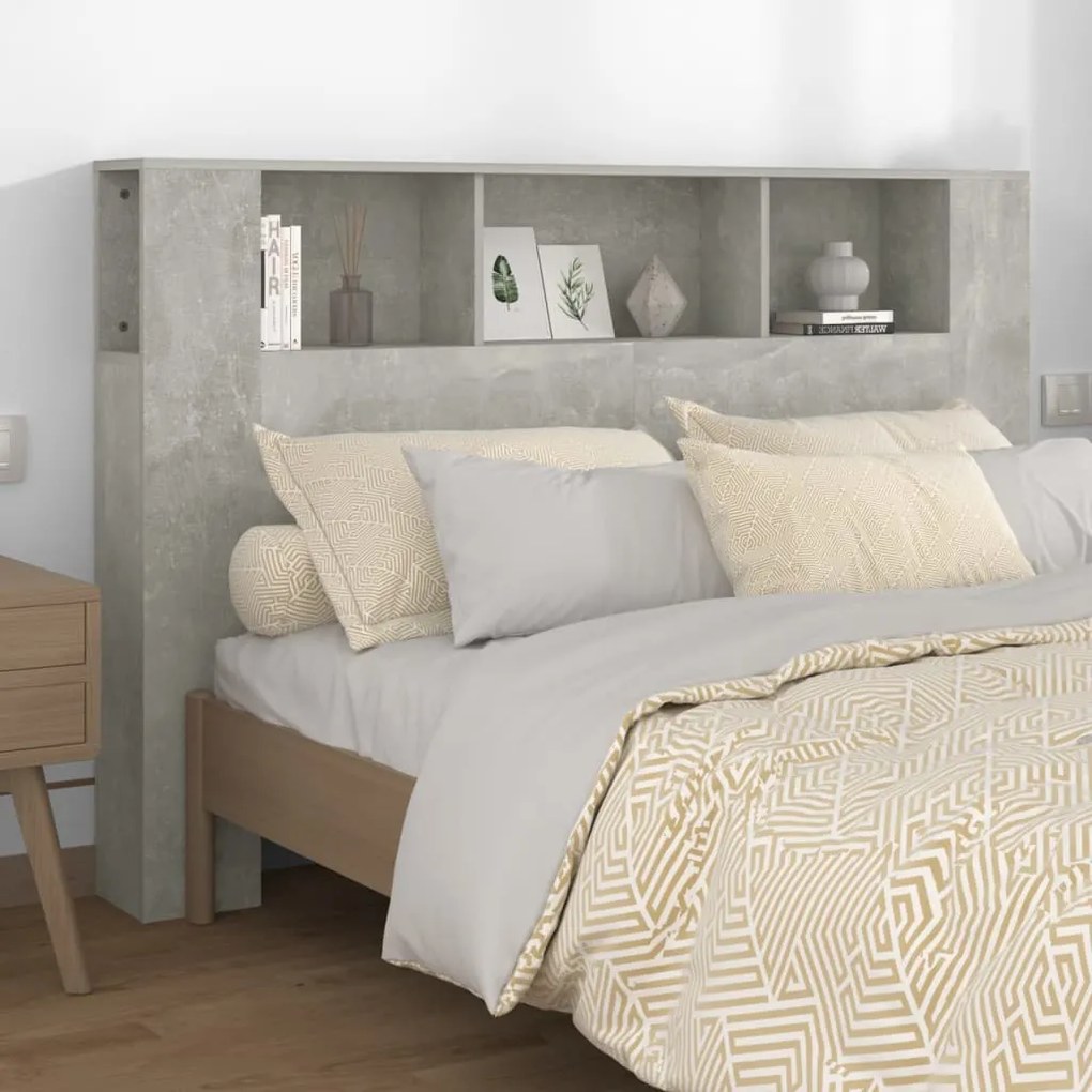 Testiera Con Scomparti Grigio Cemento 160x18,5x104,5 Cm /