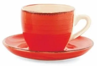 Set 6 tazzine caffè 90 ml con piattino in gres colorato dipinto a