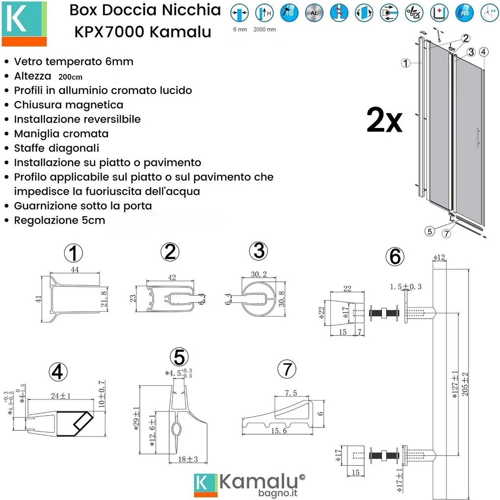 Doccia saloon 140 cm con laterali fissi | KPX7000 - KAMALU