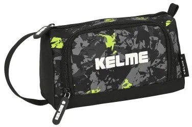 Astuccio per la Scuola con Accessori Kelme Jungle Nero Grigio Lime 20 x 11 x 8.5 cm (32 Pezzi)