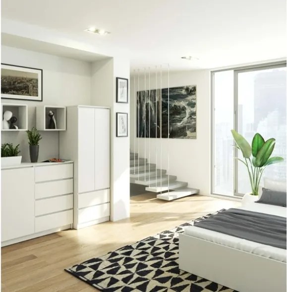 Armadio Guardaroba 2 Ante 2 Cassetti 60x50x180 Artika Bianca