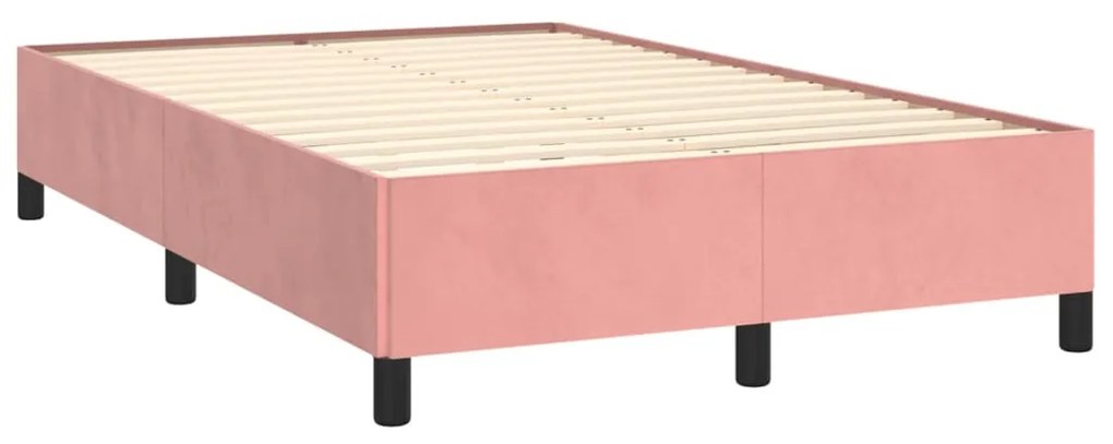 Letto a Molle con Materasso e LED Rosa 120x190 cm in Velluto