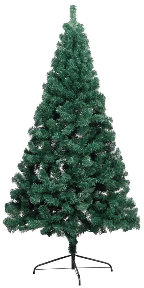 Albero di Natale a Metà Preilluminato con Palline Verde 150 cm