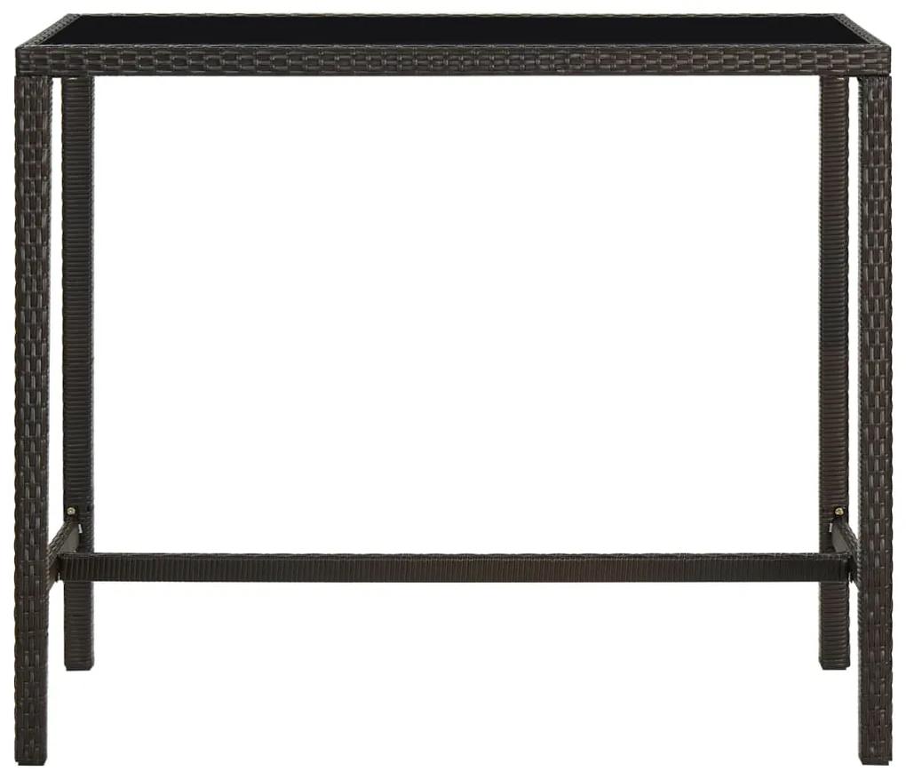 Tavolo da bar per esterni marrone 130x60x110cm polyrattan vetro