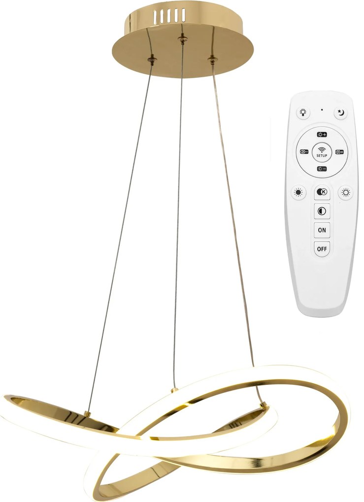 Lampada Da Soffitto Pensile Ring Moderno LED+Telecomando APP390-CP Oro