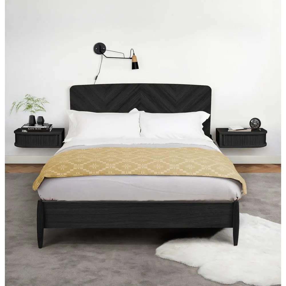 Comodino nero con effetto rovere Farsta – Woodman