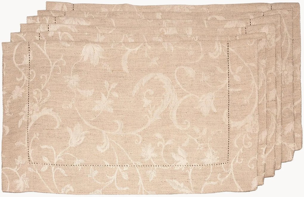 Set di 6 tovagliette americane in lino con bordino jacquard Minija