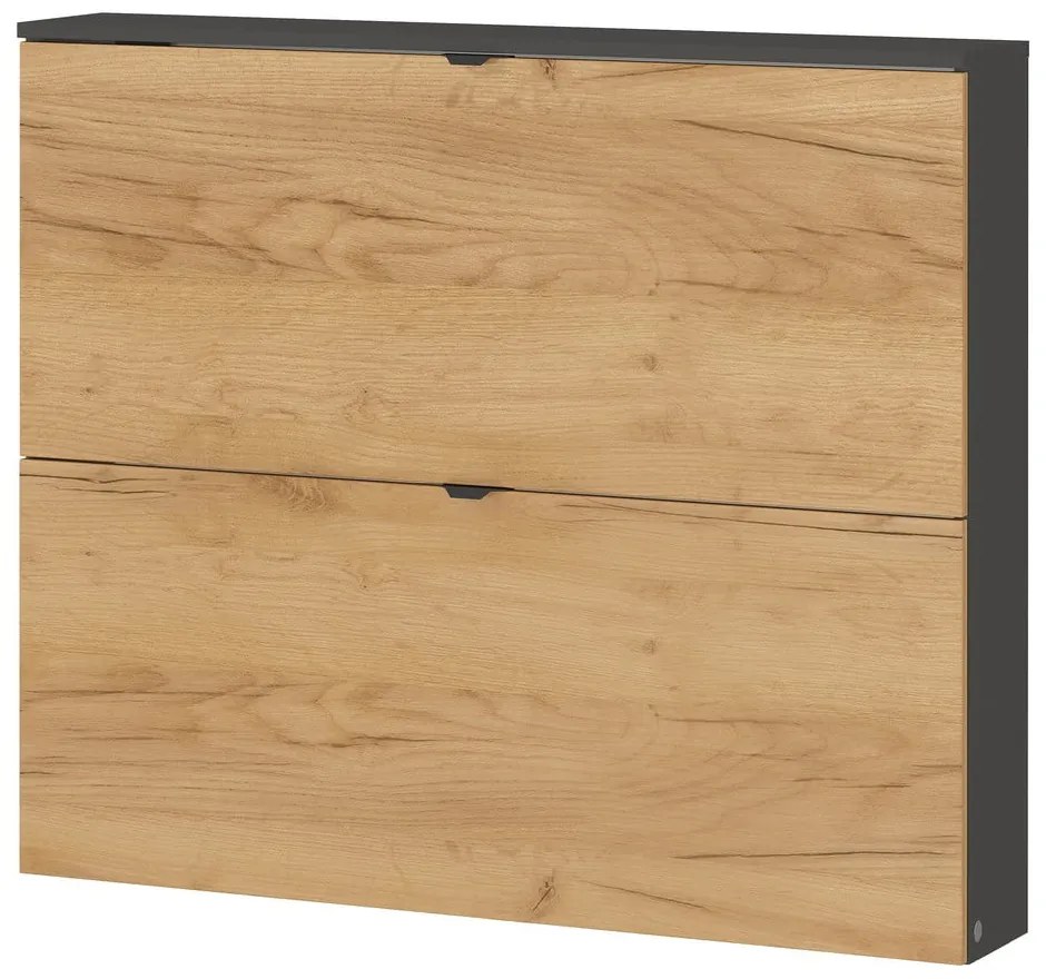 Scarpiera color antracite/di colore naturale con effetto rovere con ante ribaltabili/da parete 100x85x19 cm Renell – Germania