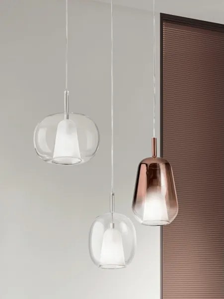 Ondaluce - Lampadario a sospensione su cavo THELMA 1xE27/15W/230V Ø 19,5 cm dorato/trasparente