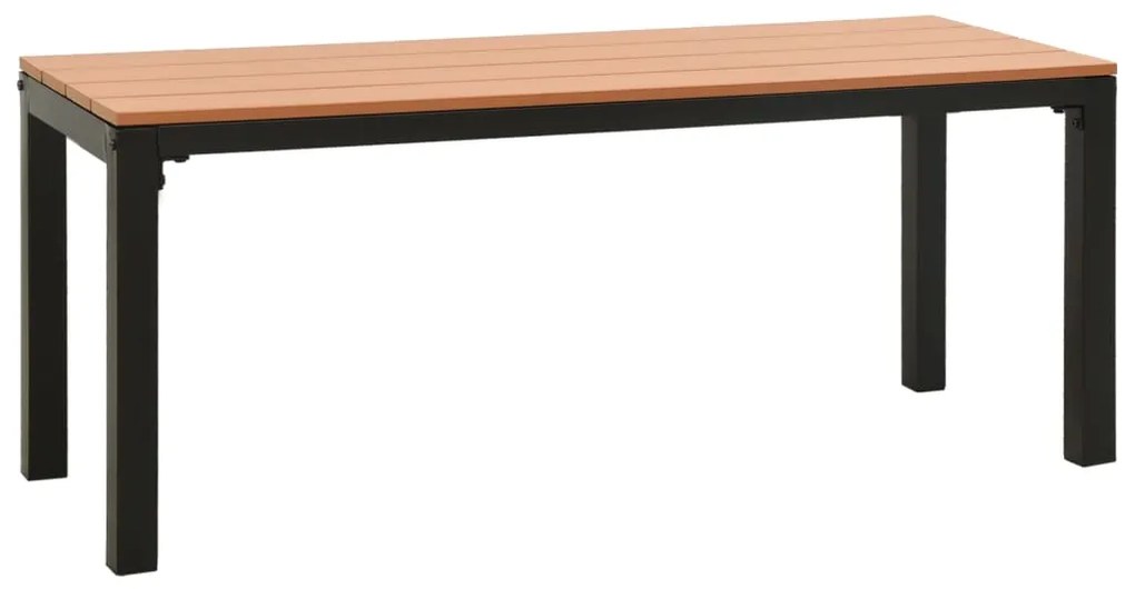 Panchina da giardino 110 cm marrone e nera in acciaio e wpc