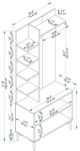 Mobile Ingresso 75 Cm Con Scarpiera E Cappottiera Teris Noce E Antracite