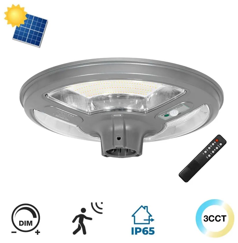 Lampione LED Solare 5000 lumen IP65, CCT e Sensore di movimento opzionale Colore Bianco Variabile CCT