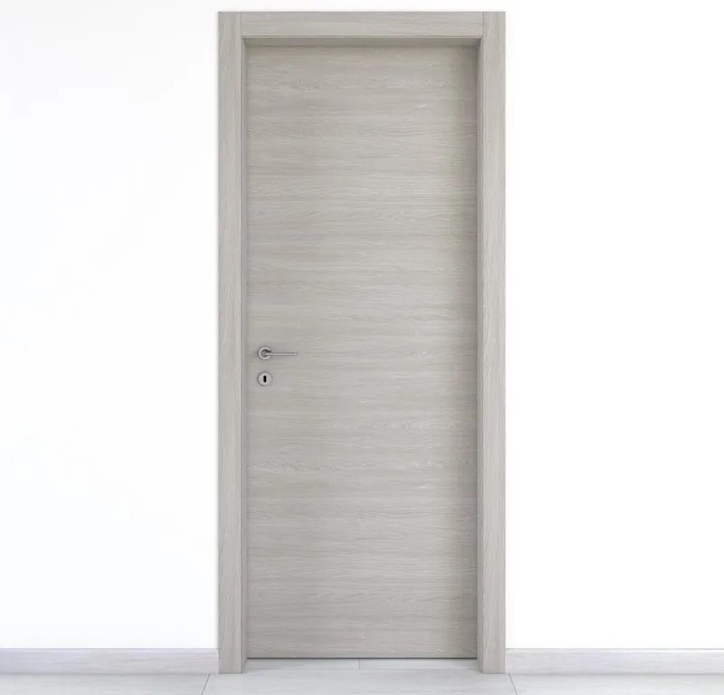 Porta interna a battente Cambridge in legno colore rovere grigio, L 80 x H 210 cm, apertura reversibile