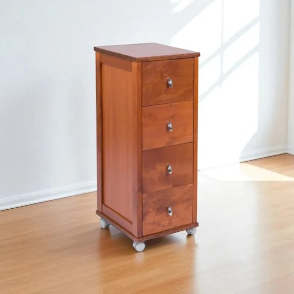 Carrello cassettiera POKERINO in legno a 4 cassetti CILIEGIO