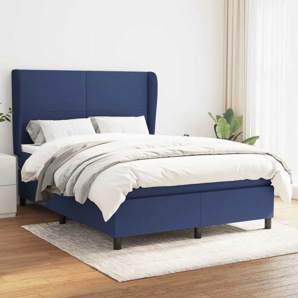 Giroletto A Molle Con Materasso Blu 140x200 Cm İn Tessuto /