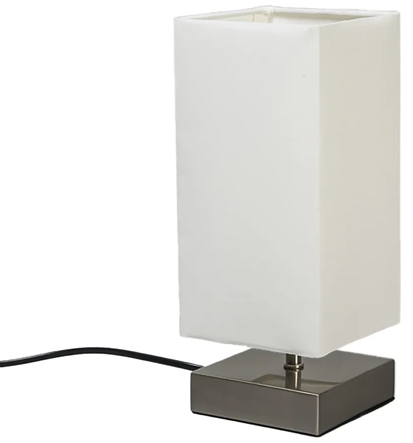 Lampada da tavolo moderna bianca con base in acciaio - Milo