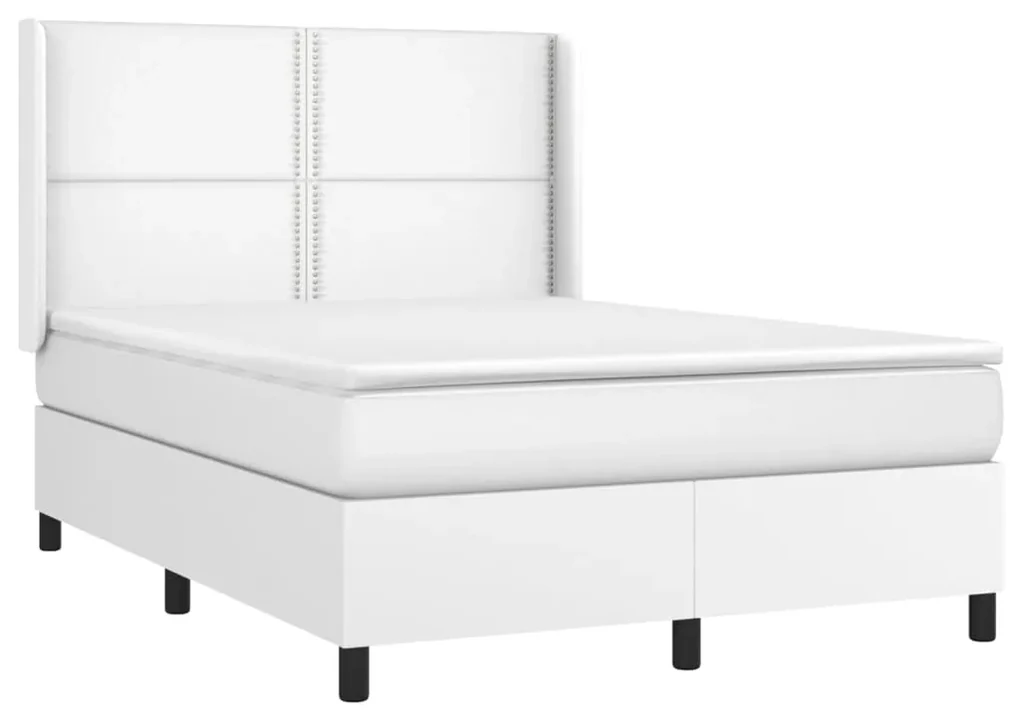Giroletto a molle con materasso bianco 140x200 cm in similpelle
