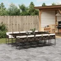 Set da Pranzo da Giardino 11 pz con Cuscini Polyrattan Marrone 3278060