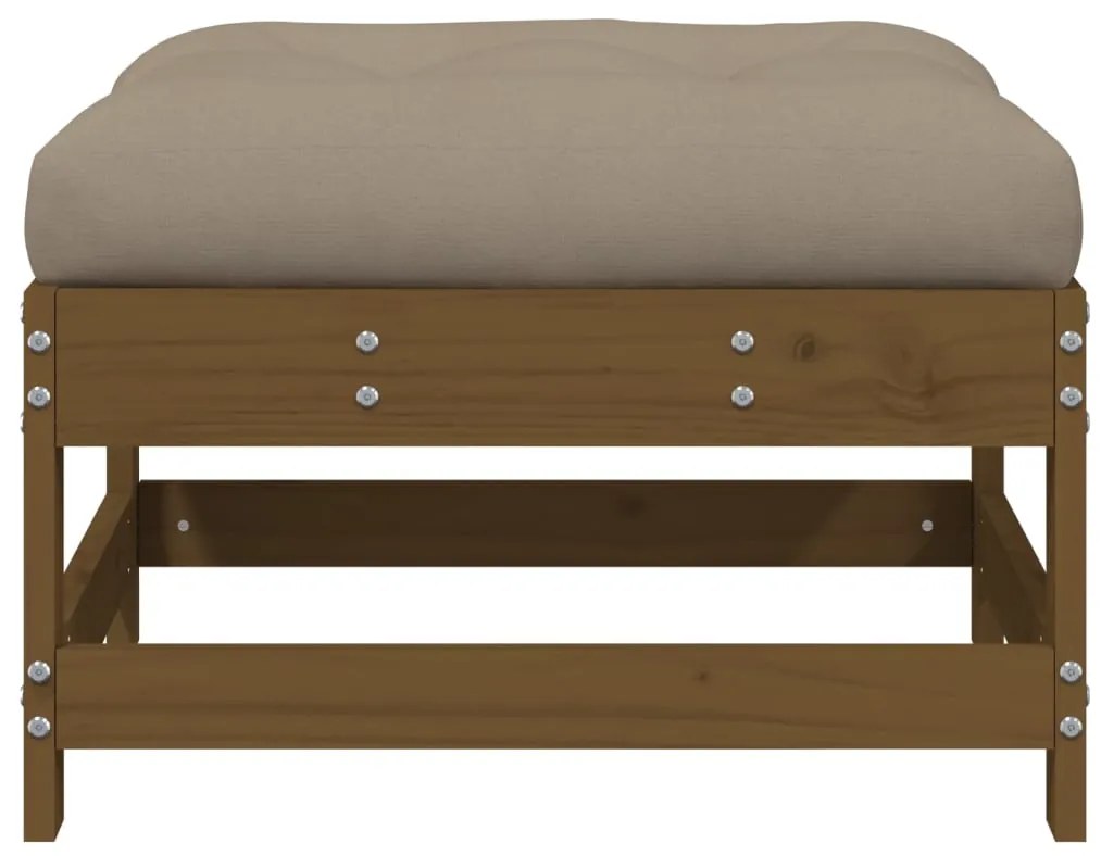 Poggiapiedi giardino con cuscini 2pz legno massello pino miele