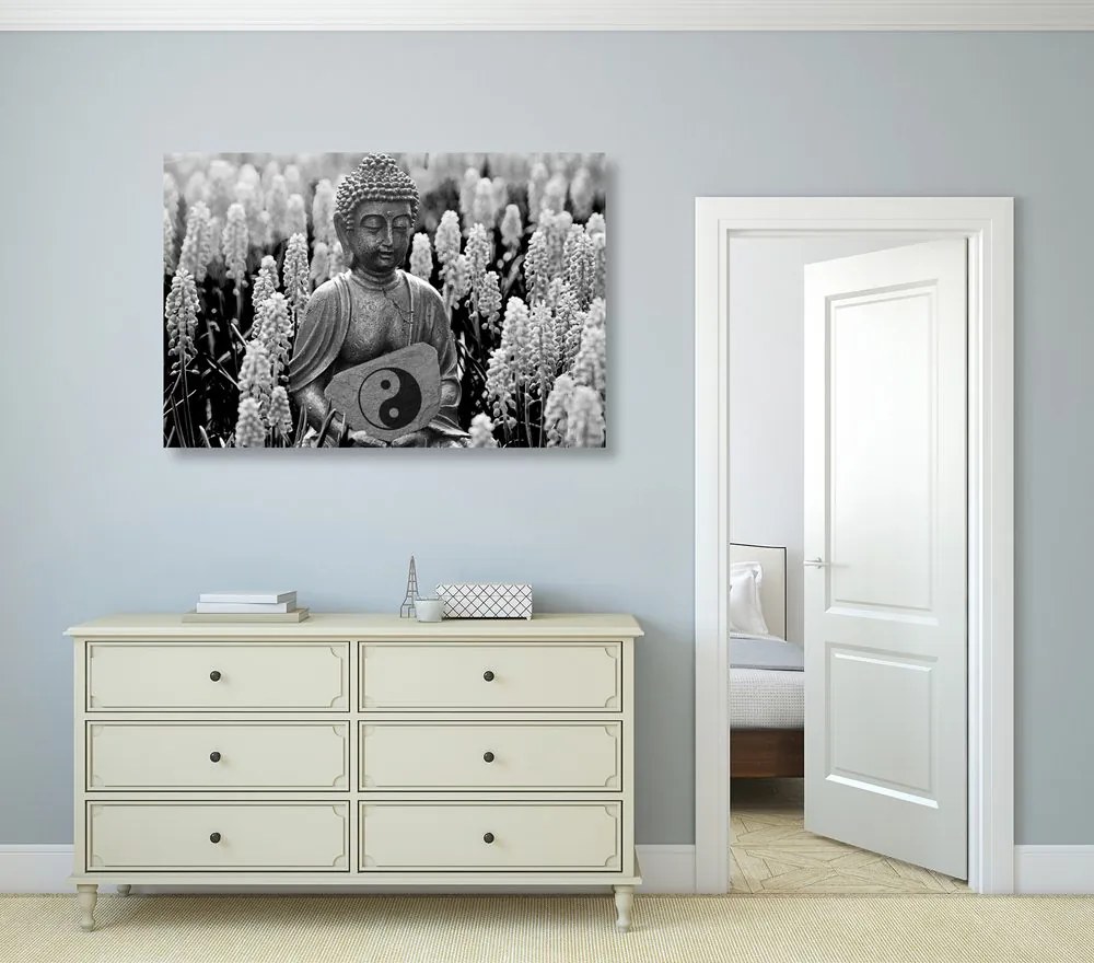 Quadro su tela – Buddha del Jin e Jang in bianco e nero