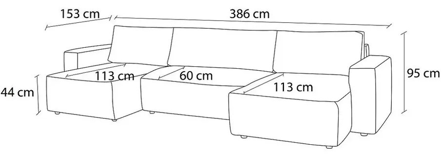 Divano angolare grigio tortora allungabile (a U) con rivestimento in velluto a coste Nihad – Bobochic Paris