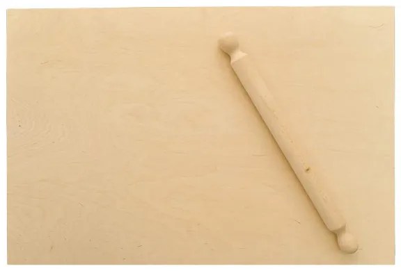 Spianatoia in legno per impasti tradizionali senza bordo con mattarello 65x45 cm