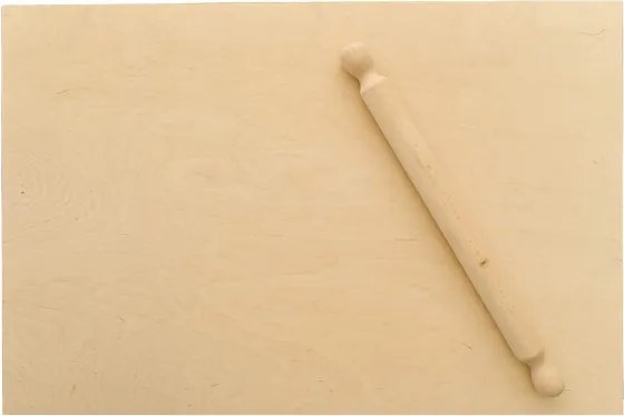 Spianatoia in legno per impasti tradizionali senza bordo con mattarello 75x50 cm