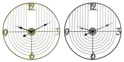 Orologio da Parete DKD Home Decor Nero Dorato Metallo 60 x 3 x 60 cm Moderno (2 Unità)