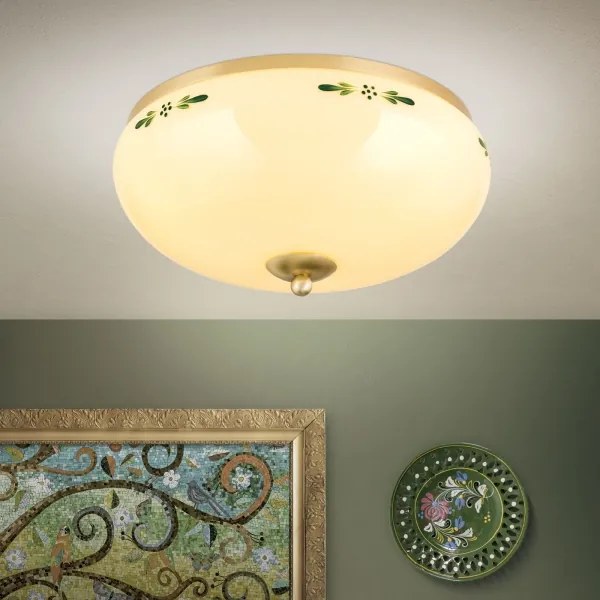 Orion DL 7-674 - Plafoniera LANDHAUS 3xE27/60W/230V diametro 35 cm ottone/beige