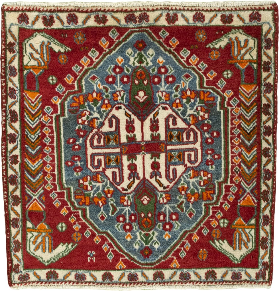 Shiraz Tappeto 70 x 70 Rosso (Iran) Annodato A Mano