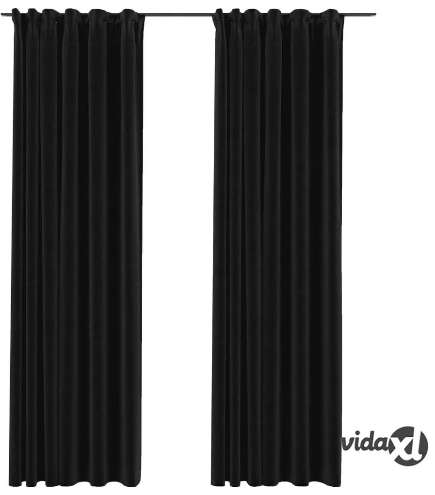 vidaXL Tende Oscuranti con Ganci Effetto Lino 2 pz Antracite 140x225cm