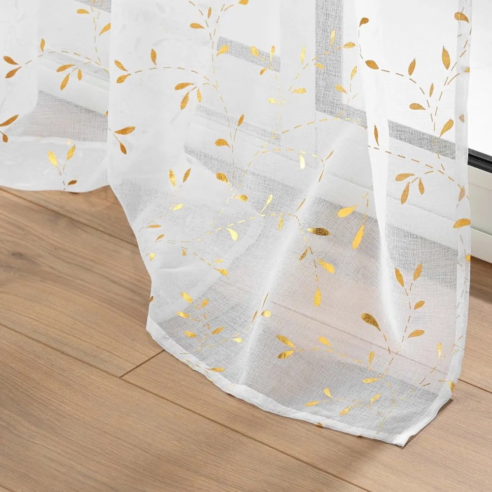 Tenda in voile bianco-oro 140x240 cm Floressia - douceur d'intérieur