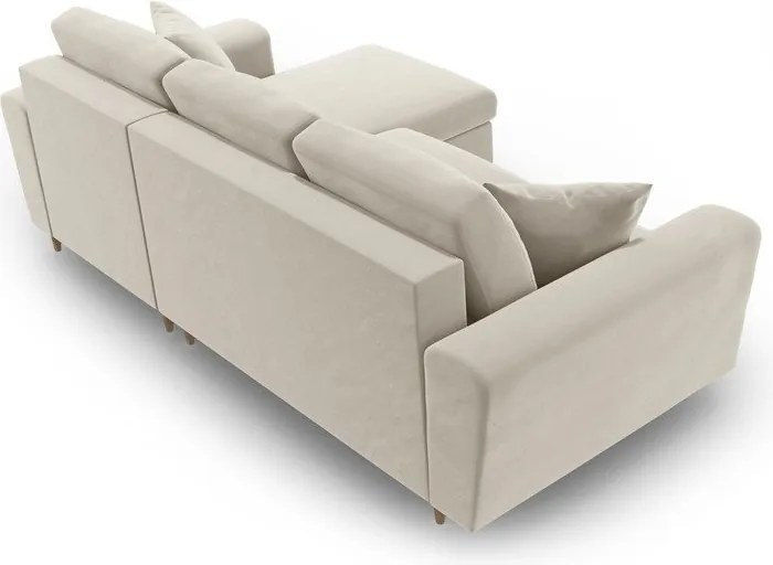 Divano angolare beige allungabile e con contenitore con rivestimento in velluto Kyoto – Cosmopolitan Design